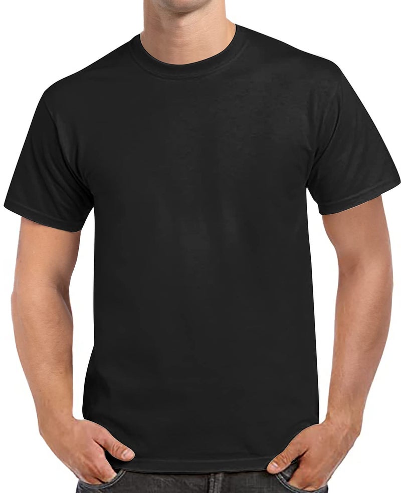 QUALFORT Men's Ultra Soft Cotton Blend T-Shirt Classic Fit Lightweight Cooling Short Sleeve Casual Basic Shirt Black Large - Image 4